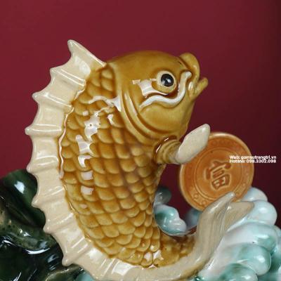 TƯỢNG SỨ CẶP CÁ VƯỢT LONG MÔN